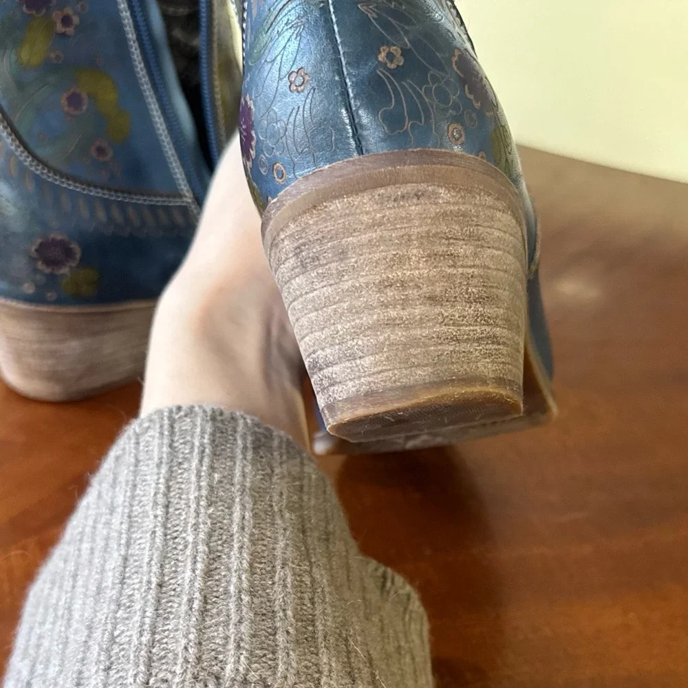 Spring Step Blue Floral Ankle Booties - Picture 7 of 8
